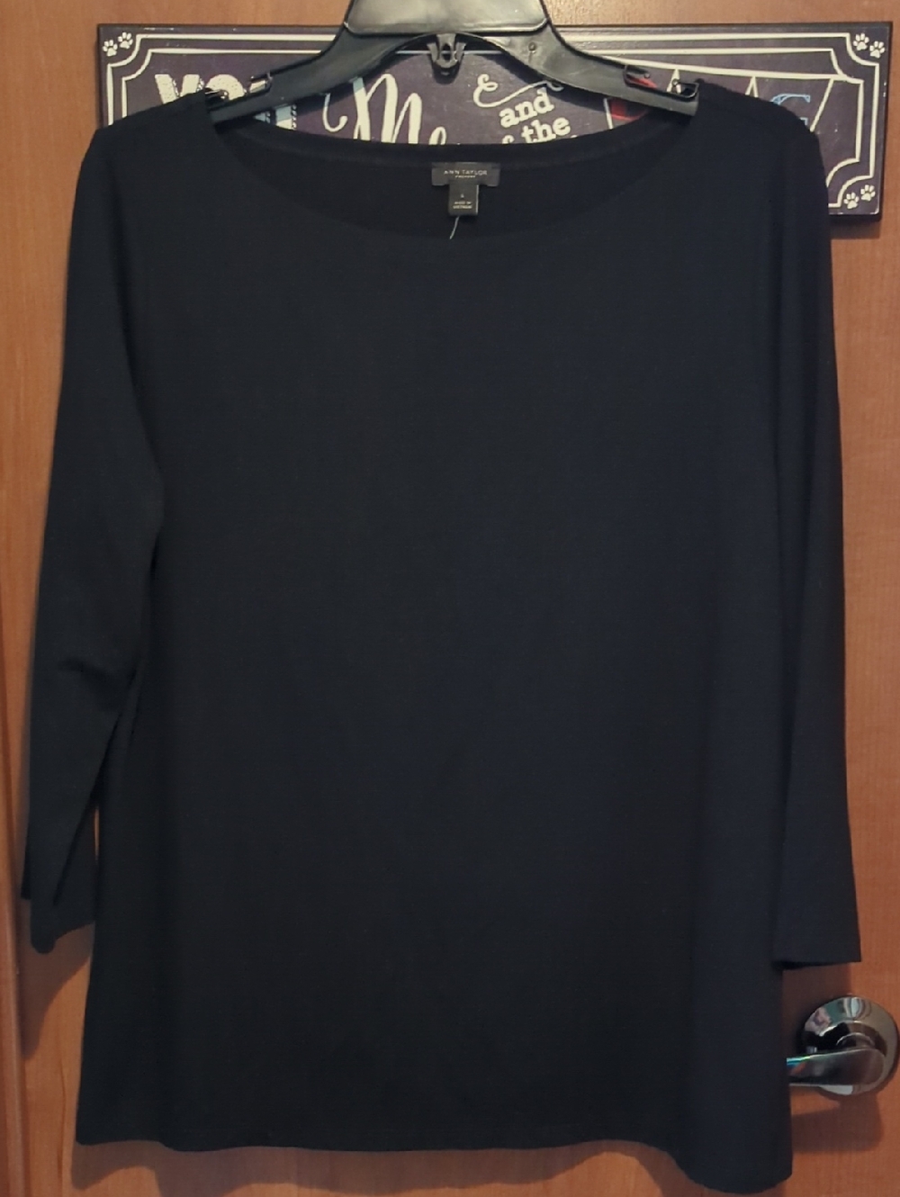 Ann Taylor Black Boatneck Long Sleeve Top